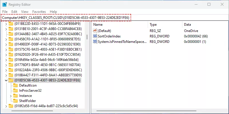 corresponding registry path