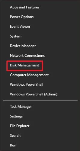 select disk management