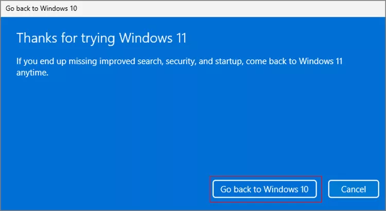 thanks for trying windows 11