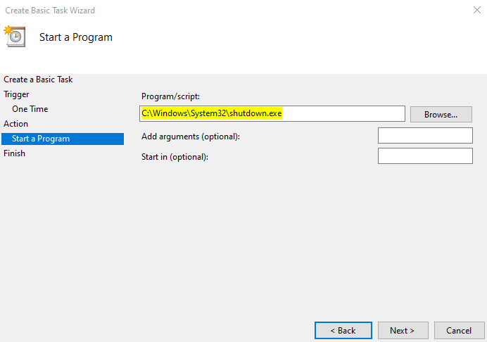 Start a program specify program