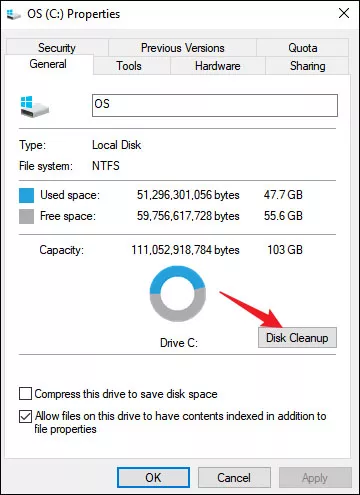 click disk cleanup