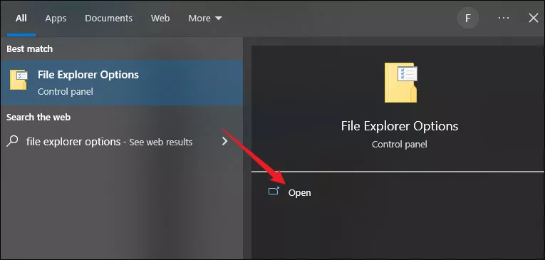 open file explorer options