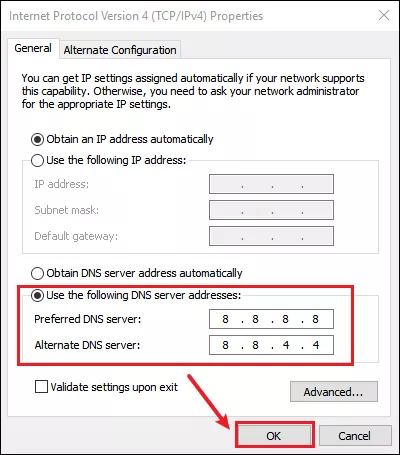 enter DNS server addresses