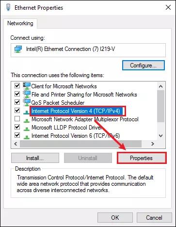 select TCP/IPv4