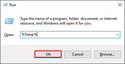 type %Temp% in the run dialog box