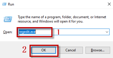type regedit exe.
