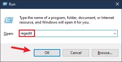 type regedit