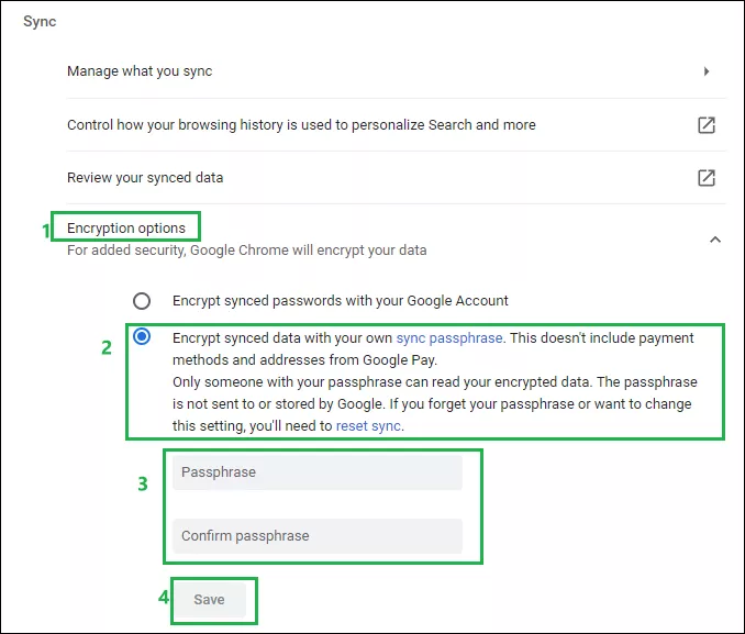 encrypt your synced data 