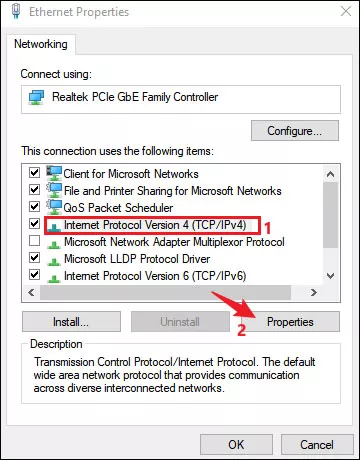 click on ipv4 properties