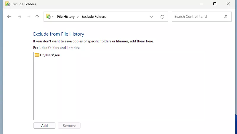 exclude from File History