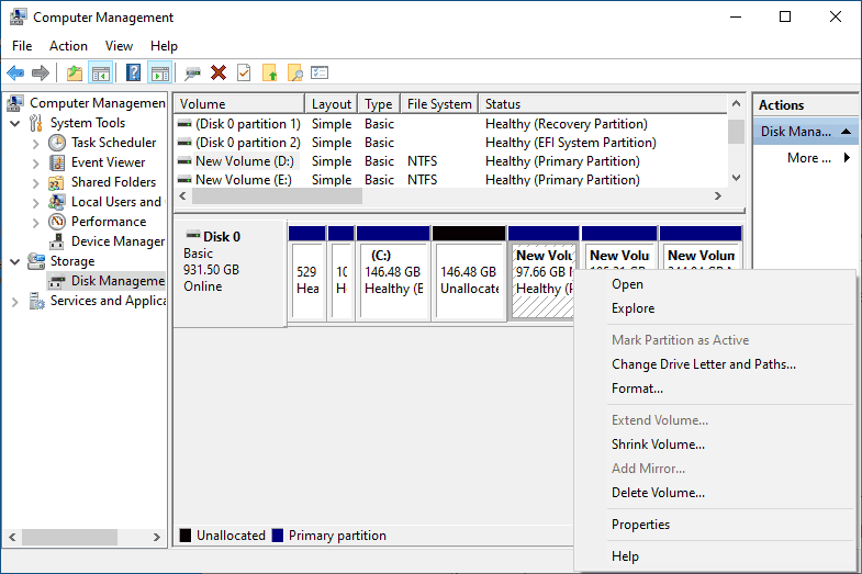 cannot-merge-unallocated-space-with-d-drivce