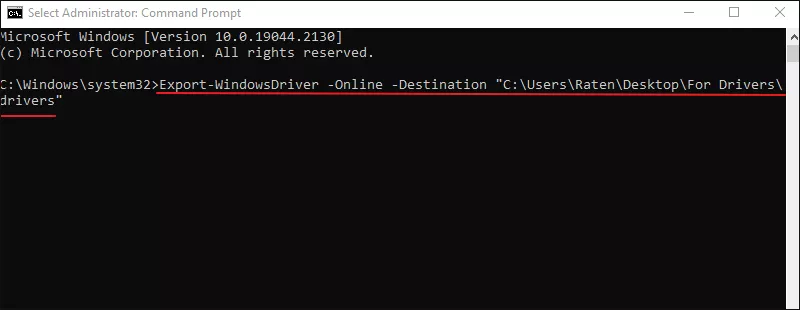 use export windowsdriver command to backup drivers