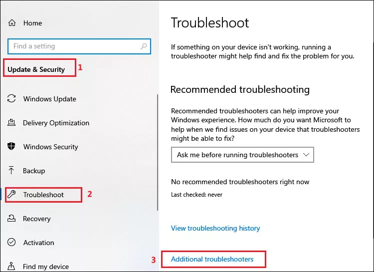 select additional troubleshooters