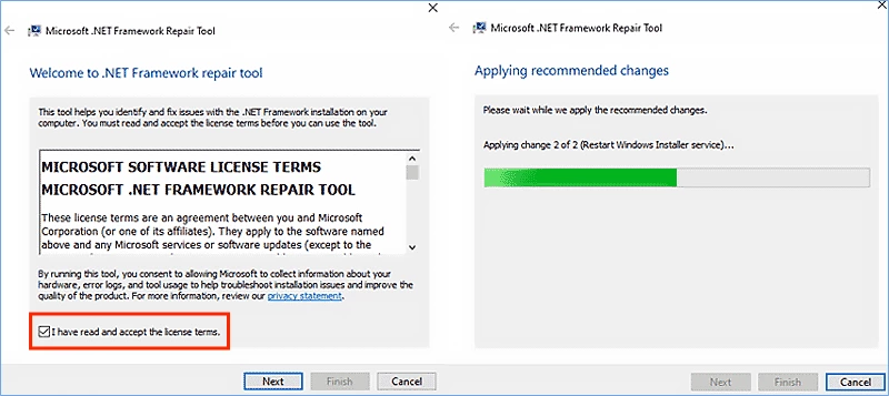 run net framework repair tool troubleshoot 0x80070643