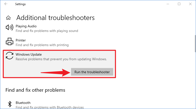 windows update troubleshooter win 10