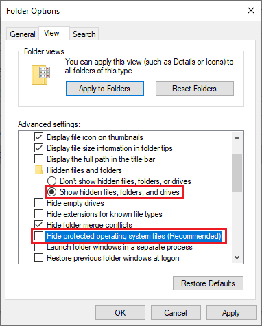 folder options