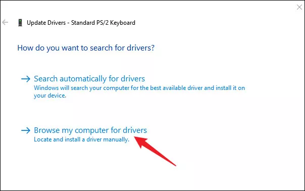 choose browse my computer for drivers