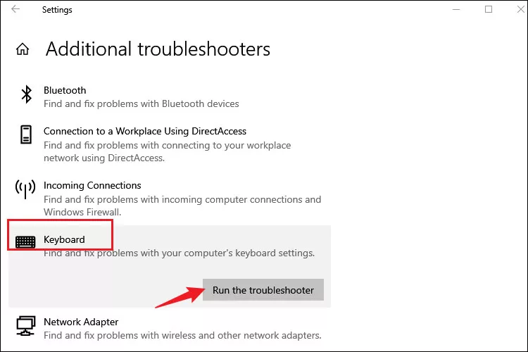 run the troubleshooter