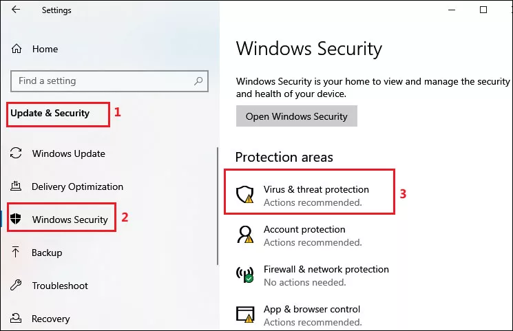 select virus and threat protection