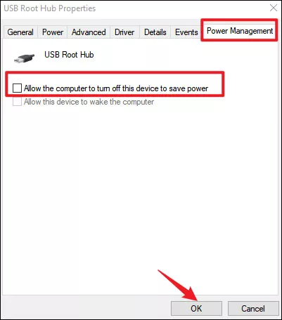 uncheck save power option