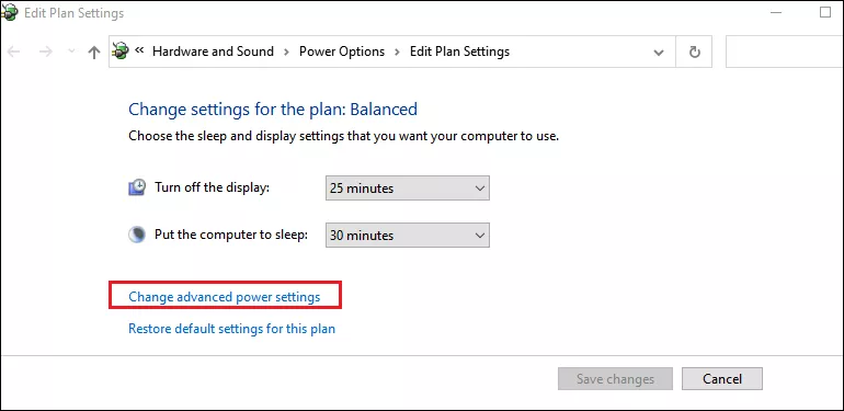 click change advanced power settings