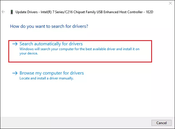 select search automatically for drivers