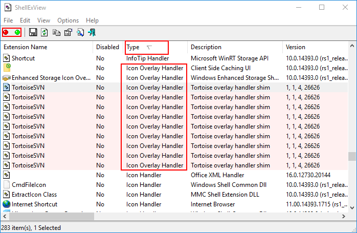 enable or disable icon overlay handler