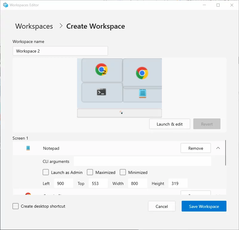 configure Workspace