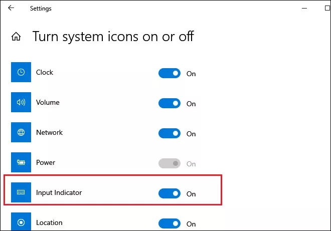 turn input indicator on