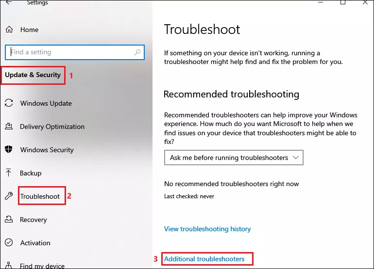 choose additional troubleshooters