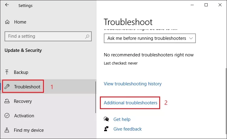 click additional troubleshooters