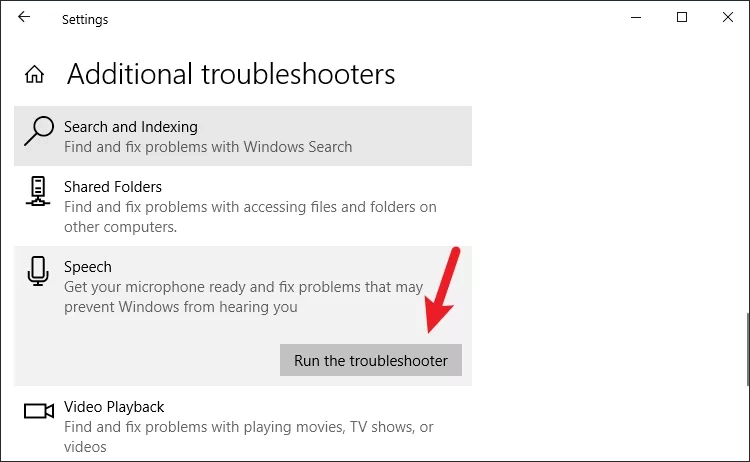 run the troubleshooter