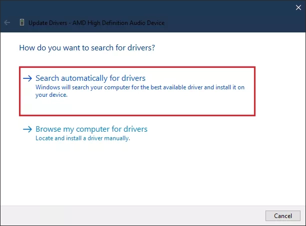 search automatically for drivers