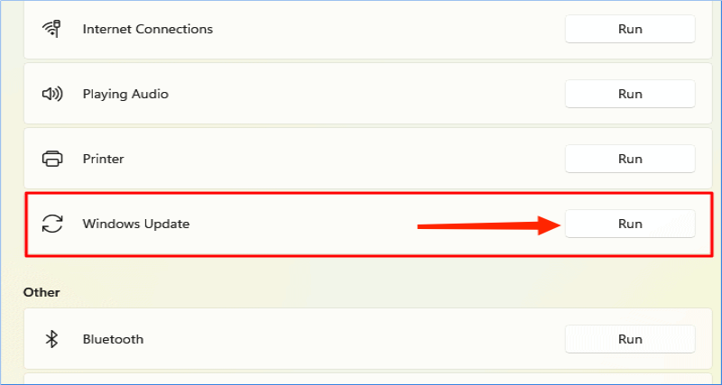 run windows update troubleshooter