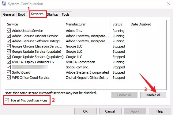 disable all microsoft services