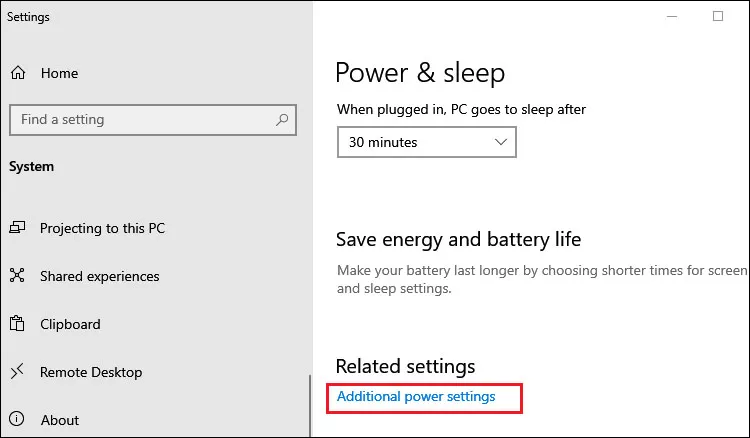 select additional power settings