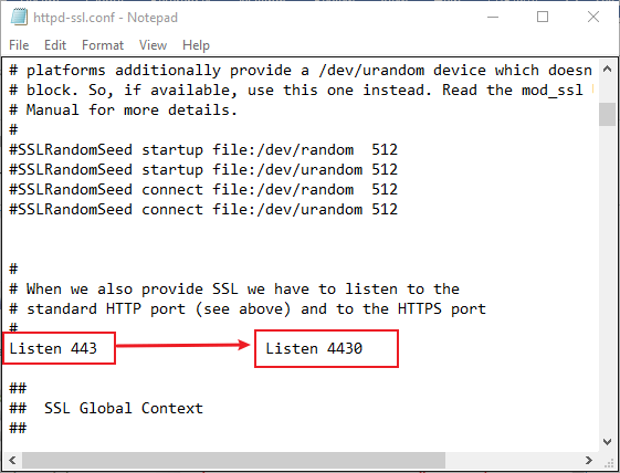 change to use port 4430