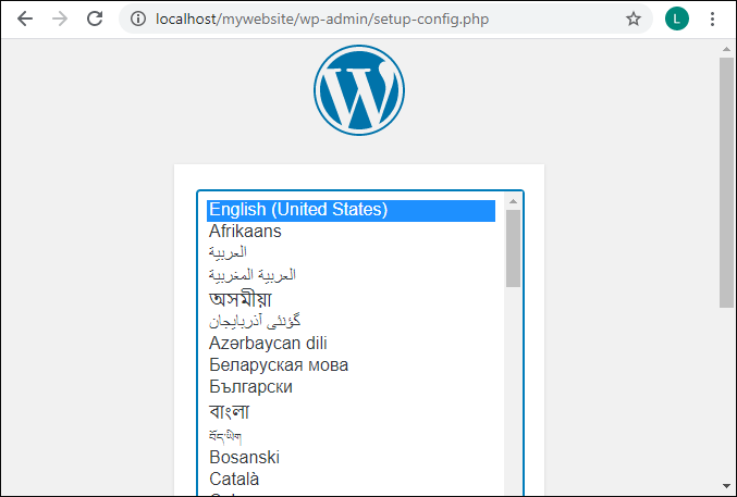 choose language and click continue